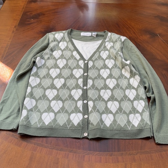 Alfred Dunner Green Corduroy Sweater Pants set 14 pants medium top - Picture 2 of 4